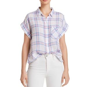 Rails Whitney Raspberry Azure Linen Blend Top